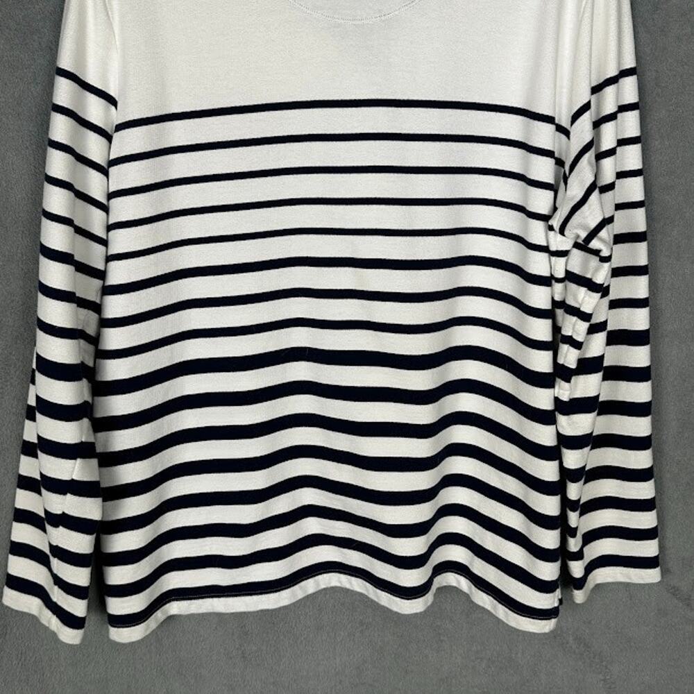 LL Bean Sweater Womens Extra Large White Navy Striped Rugby Soft Cotton Preppy - Picture 5 of 12